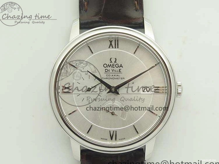 0310 FashionForward De Ville Prestige Real Power Reserve SS TW 1:1 Best Edition White Dial SS Markers On Leather Strap A 8095